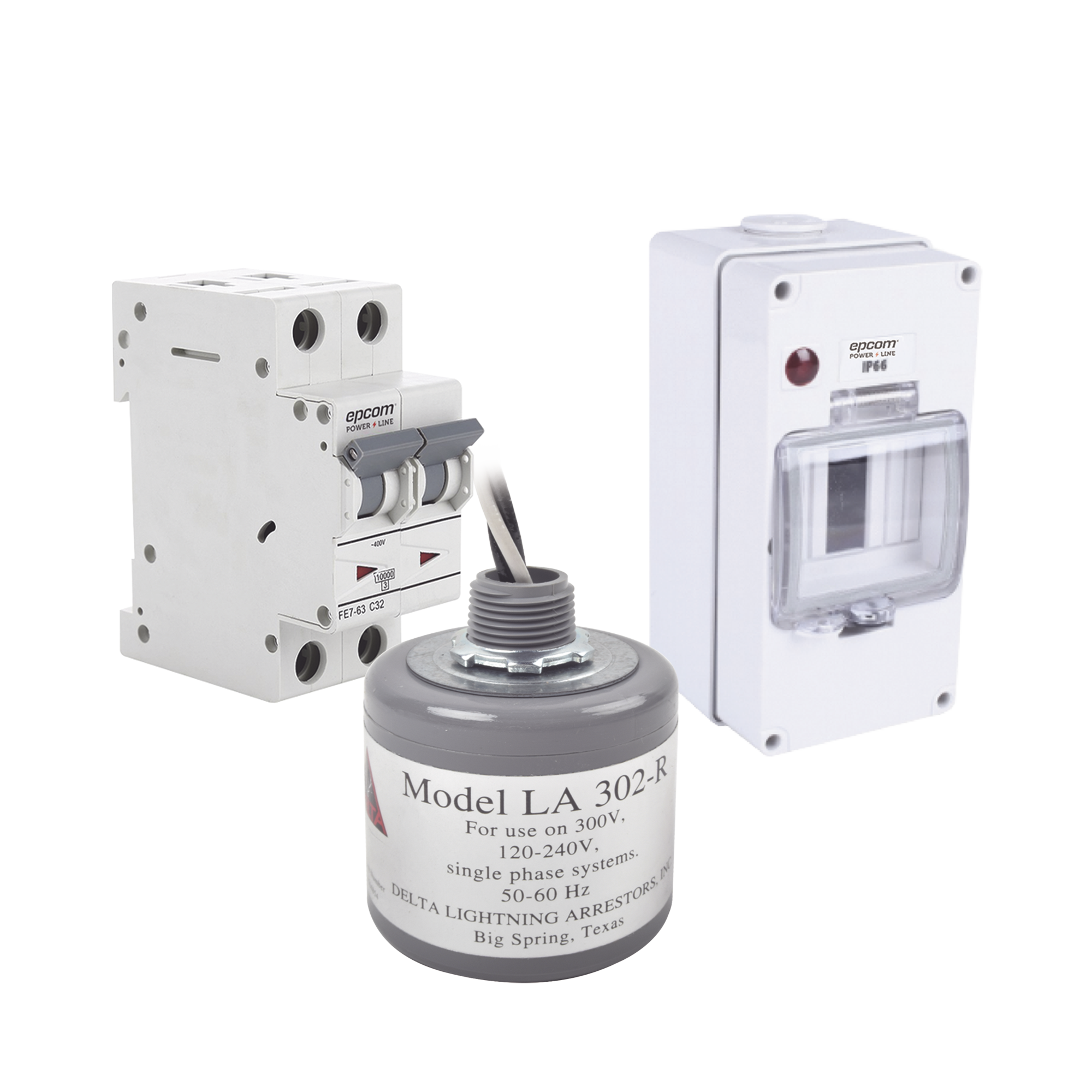 Kit de Centro de Carga Para Corriente Alterna, Breaker de hasta 400 Vca de 10 A con Supresor de Picos Transitorios.