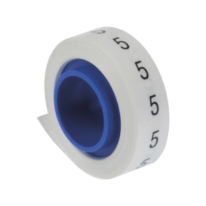 Rollo de Etiquetas Marcadoras, Pre-Impresos con el Número 5, de 2.4 metros, Color Blanco