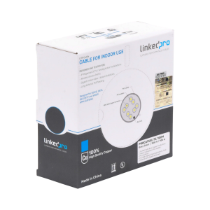 Bobina de cable de 100m, Cat5e, 24 AWG, color Gris, UL, para aplicaciones en videovigilancia, redes de datos. Uso Interior