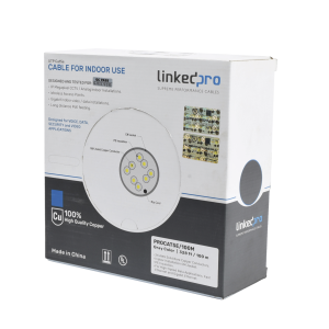Cable Cat5e de alto rendimiento, con certificaciones ETL, UL, color gris, de 100 m ( 328 ft ) para aplicaciones en CCTV, redes de datos. Uso interior.