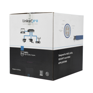 Bobina de cable de 305 metros Cat6+ Blindado F/UTP, CM, CALIBRE 23 ALTO RENDIMIENTO, ETL,UL, color azul, super flexible, para aplicaciones de video vigilancia, video HD, y redes de datos. Uso interior.