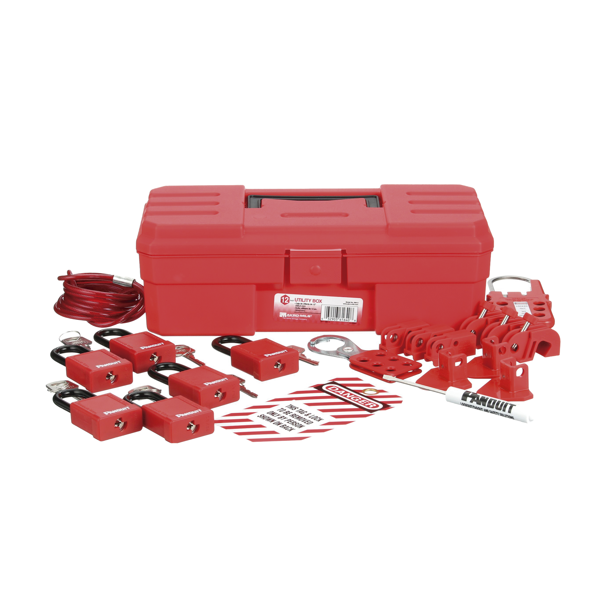 Kit de Bloqueo LOTO para Contratistas con Componentes (Color Rojo).