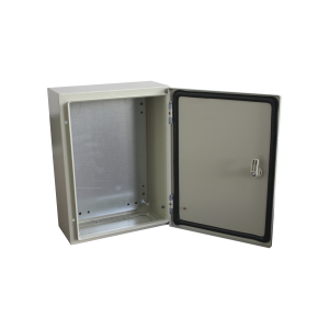 Gabinete de Acero IP66 Uso en Intemperie (300 x 400 x 200 mm) con Placa Trasera Interior de Metal y Compuerta Inferior Atornillable (Incluye Chapa y Llave T).