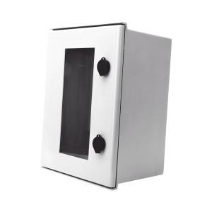 Gabinete de Poliéster IP65 Puerta Transparente, Uso en Intemperie (300 x 400 x 200 mm) con Placa Trasera Interior de Plástico (Incluye Chapa y Llave).