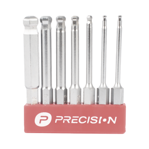 Juego de 7 Puntas Hexagonales / Allen, Milimétricas con Cabeza Redonda para Destornillador de entrada Hexagonal de 1/4"