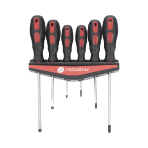 Juego de 6 desarmadores CrV con organizador y Mango Bicolor.