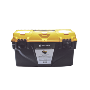 Caja Porta Herramientas 17", 44x26x23 cm Bicolor con Compartimientos para Tornillos.