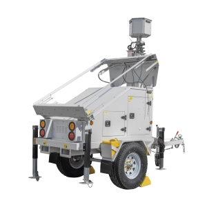 Traila / Remolque con Mástil Retráctil de 7.5 m. para Videovigilancia o Iluminación, con Bases para Instalar Paneles Solares y Baterías (No incluidos)