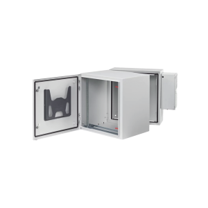 Gabinete Industrial ProTek de Puerta Sólida, Con Aire Acondicionado de 2000 BTU, Protección NEMA Tipo 4/12; IP66; IK10, Abatible, Fabricado en Acero, 12 UR, Color Gris Claro