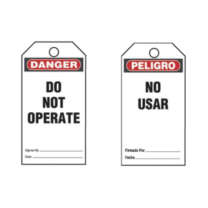 Paquete de 25 Etiquetas de Seguridad, Con Texto "Peligro, No Usar", de 76 x 146 mm, Color Negro Sobre Blanco