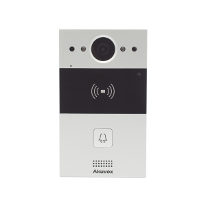 Videoportero de 1 Botón / Lector de Tarjetas MIFARE y PROX EM / Notificación a APP / 100% en la Nube / Notificación por Llamada Telefónica / SIP / ONVIF / IP65 / Cámara 2MP / Panel de Aluminio / Control de 2 Puertas