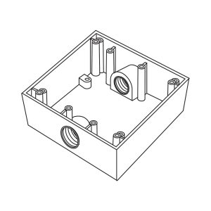 Caja Cuadra de 3/4" a Prueba de Intemperie/ Cuenta con 2 salidas.