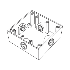 Caja Cuadrada de 3/4" (19.05 mm) a Prueba de Intemperie/ Cuenta con 4 bocas.