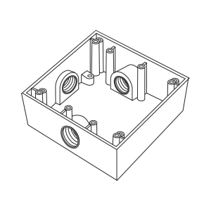 Caja Cuadrada de 3/4" (19.05 mm) a Prueba de Intemperie/ Cuenta con 3 bocas.