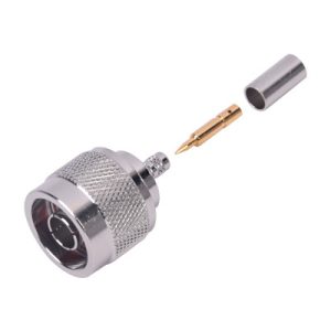 Conector N Macho de Anillo Plegable para Cables Coaxiales LP-142, LP-195, RG-58/U, RG-142/U, LMR-195, Níquel/ Oro/ Teflón.​