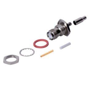 Conector TNC Hembra de montaje en Chasis tipo D Plano y anillo plegable para RG-174/U, 8216.