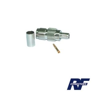 Conector TNC Hembra de Anillo Plegable para Cables RG-8/X, LMR-240, Grupo X, Níquel/ Oro/ Delrin.