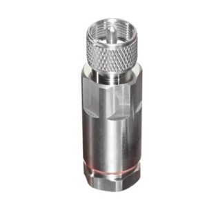 Conector UHF Macho (PL-259) para Cable HELIAX de 1/2" LDF4-50A, LP-450A, Tipo Rosca, Bronce Blanco/ Plata/ Teflón.