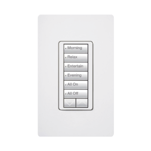 (RadioRA2) Teclado Seetouch Hibrido 6 botones, 2 botones subir/bajar, programe escenas diferentes en cada botón,puede instalarse en un interruptor de luz.