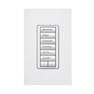(RadioRA2) Teclado seetouch 6 botones, 2 botones subir/bajar, programe escenas diferentes en cada botón.