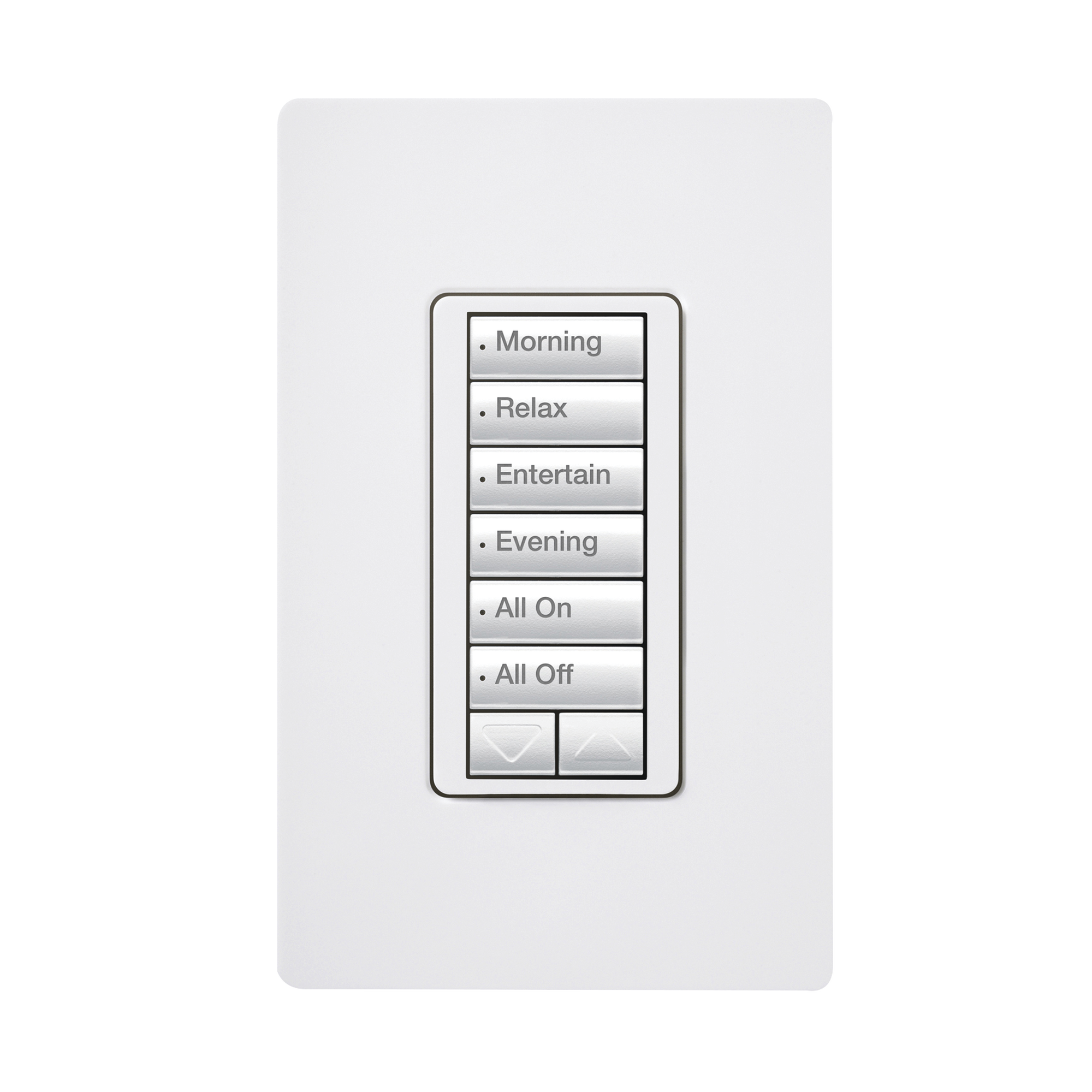 (RadioRA2) Teclado seetouch 6 botones, 2 botones subir/bajar, programe escenas diferentes en cada botón.