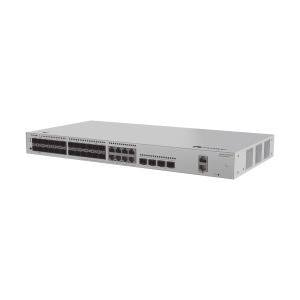 Switch de Distribución/Core Gigabit Administrable Capa 3 / 24 puertos 1GE SFP ( Combo con 8 Puertos 10/100/1000 Mbps) / 4 Puertos 10GE SFP+ Uplink / ERPS / Rutas Estáticas / iStack / Administración Nube Gratis