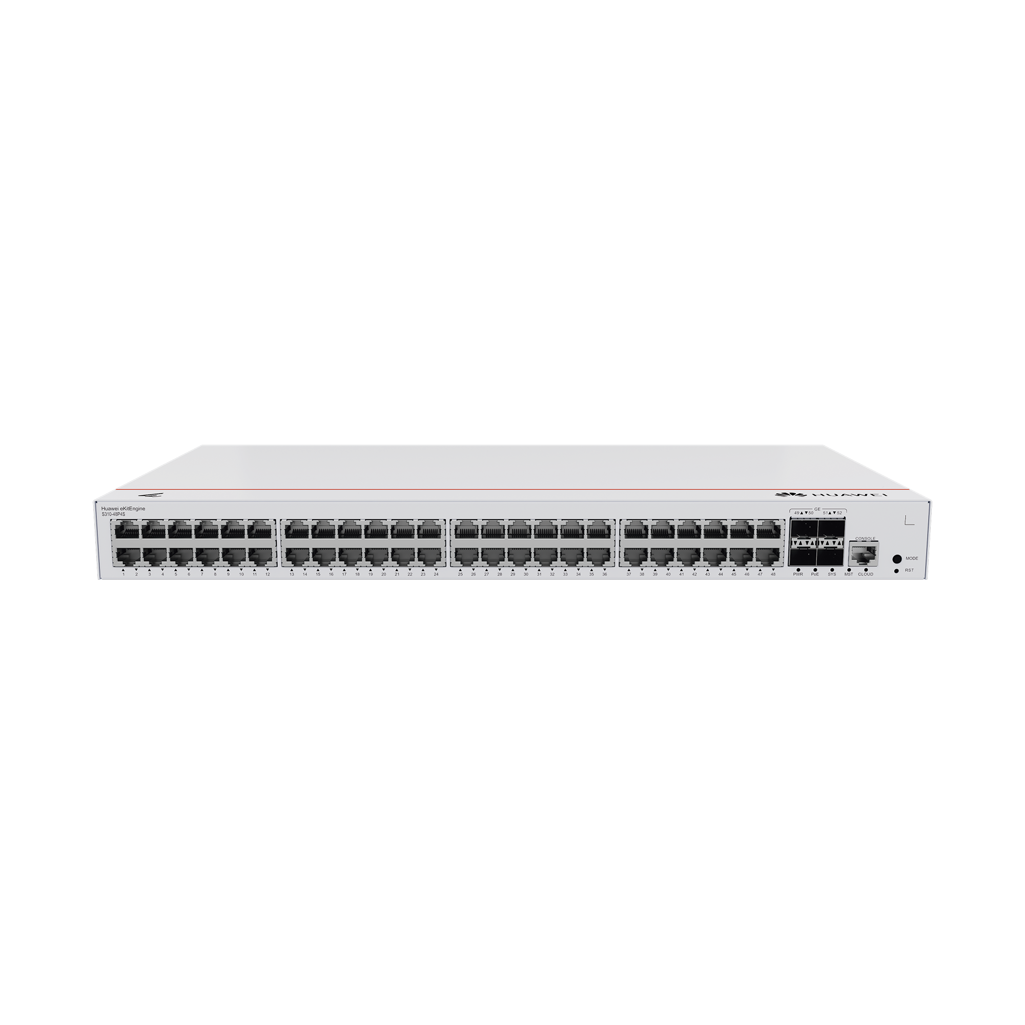 Switch de Distribución/Core Gigabit Administrable PoE Capa 3 / 48 puertos 10/100/1000 Mbps (PoE) / 4 Puertos 1GE SFP Uplink / ERPS / Rutas Estáticas / iStack / PoE Perpetuo / 380W / Administración Nube Gratis