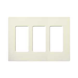 Placa de pared 3 espacios, color blanco, para atenuador (dimmer), switch ó control remoto PICO inalámbrico.