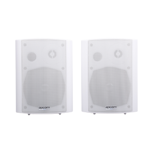 Altavoces Amplificada de Montaje en Pared 5"+1.5" | RMS 20W@8ohms y Pasivo 20W | Material ABS | Reja Metálica | Bracket de Metal | Color Blanco