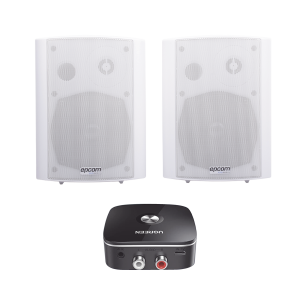 Kit Altavoces + Modulo Receptor BT | Montaje en Pared | 2x20W RMS | Material ABS y Reja Metálica | Bracket de Metal | Color Blanco