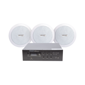 KIT de Amplificador de 120W para Escritorio | 3 Altavoces de Plafón de 5.5in | 3.75 - 30W | Sistema 70/100V