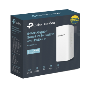 Switch PoE Omada Para Exterior / 1 Puerto PoE++ IN 802.3 af/at/bt / 4 Puertos PoE+ OUT Gigabit / Adminstración Centralizada Omada