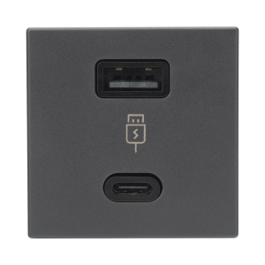 (K126F/14) 2x USB TIPO A+C 5VCD 4,2A Color Grafito