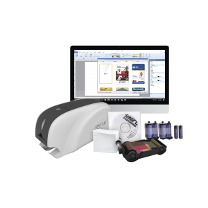 Kit Impresora de tarjetas PVC/ Una Cara /incluye: 2 x Ribbons, 100 Tarjetas PVC, Software, Kit Limpieza, Garantia 3 Años, Mascara de Seguridad UV
