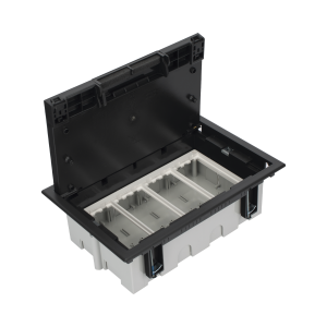 Caja Para Instalación en Piso Falso para Voz, Datos o Contactos Eléctricos / Capacidad para 4 Módulos / Espacio Embellecedor en la Tapa / Profundidad Ajustable de 90 a 120 mm / Los Módulos se Adquieren Aparte / (SF410/14CY)