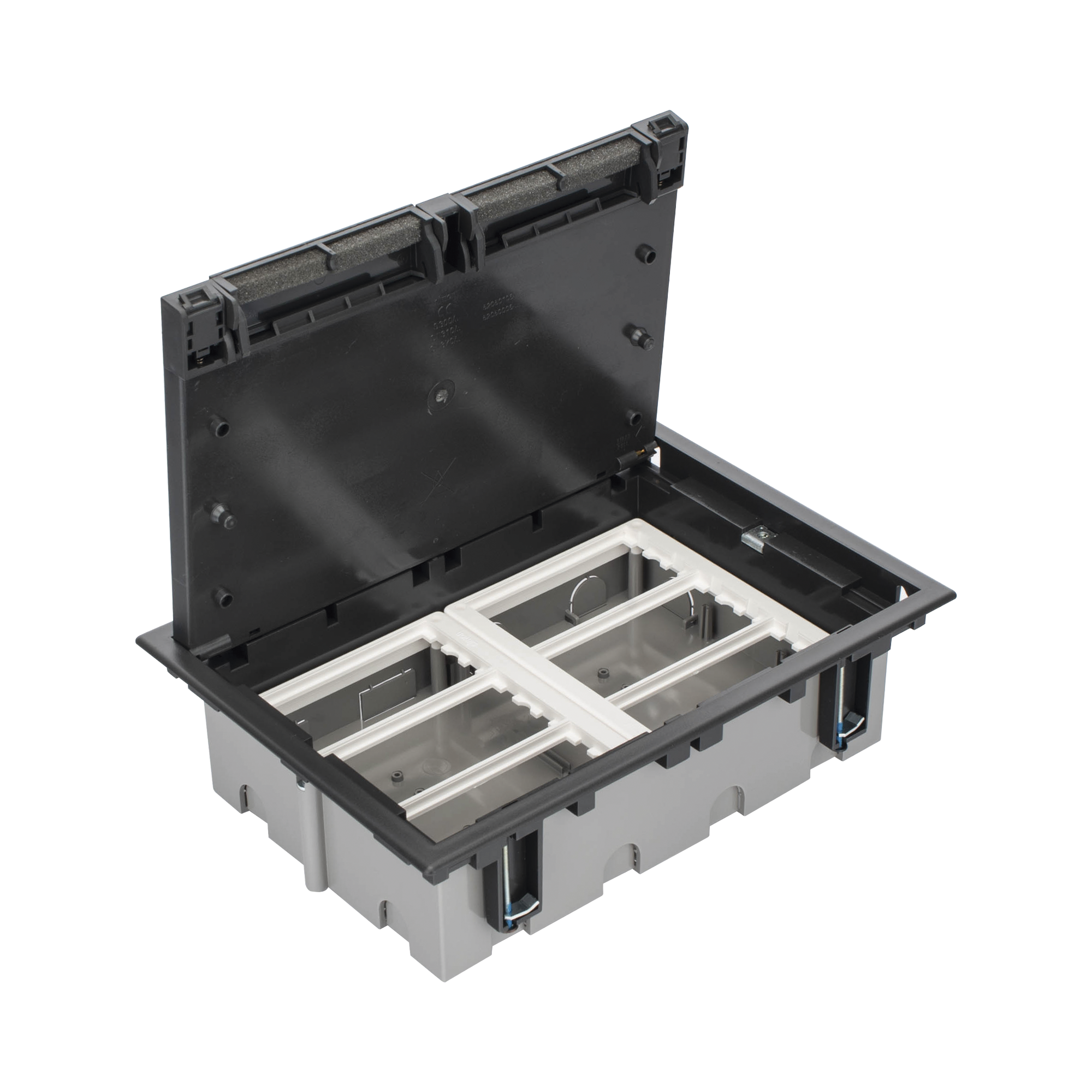 Caja Para Instalación en Piso Falso para Voz, Datos o Contactos Eléctricos / Capacidad para 6 Módulos / Espacio Embellecedor en la Tapa / Profundidad Ajustable de 90 a 120 mm / Los Módulos se Adquieren Aparte / (SF610/14CY)