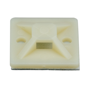 Montaje-Sujetador Adhesivo STRONGHOLD de 4 Vías de 1" x 1" x 1/4", Color Natural,  Nylon 6.6 Retardante de Llamas V-2, Paquete de 100pz