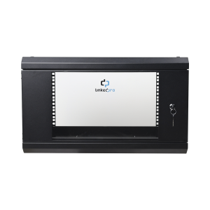 Gabinete de Pared de 6U con Puerta de Cristal Templado, 455 mm de Profundidad Total, Rack de 19in, Acero Reforzado Color Negro.