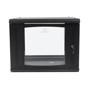 Gabinete Abatible de Pared (Con Marco Trasero) con Rack 19" de 9 Unidades. Ventana de Cristal Templado.