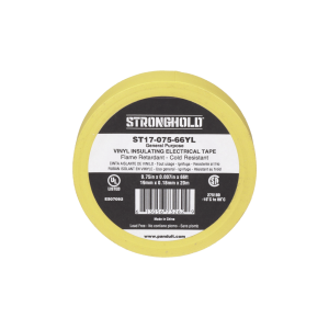 Cinta Eléctrica STRONGHOLD para Aislar, de PVC, Uso General Reparación y Mantenimiento, Grosor de 0.18mm (7 mil), Ancho de 19mm, y 20.12m de Largo, Color Amarillo