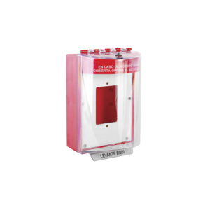 Cubierta Universal De Policarbonato Con Espaciador y Placa De Montaje Interna, Texto De Incendio En Español, Interior/Exterior, Serie Universal Stopper®