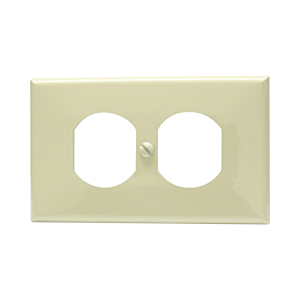 Placa de plástico para contacto dúplex color marfil.