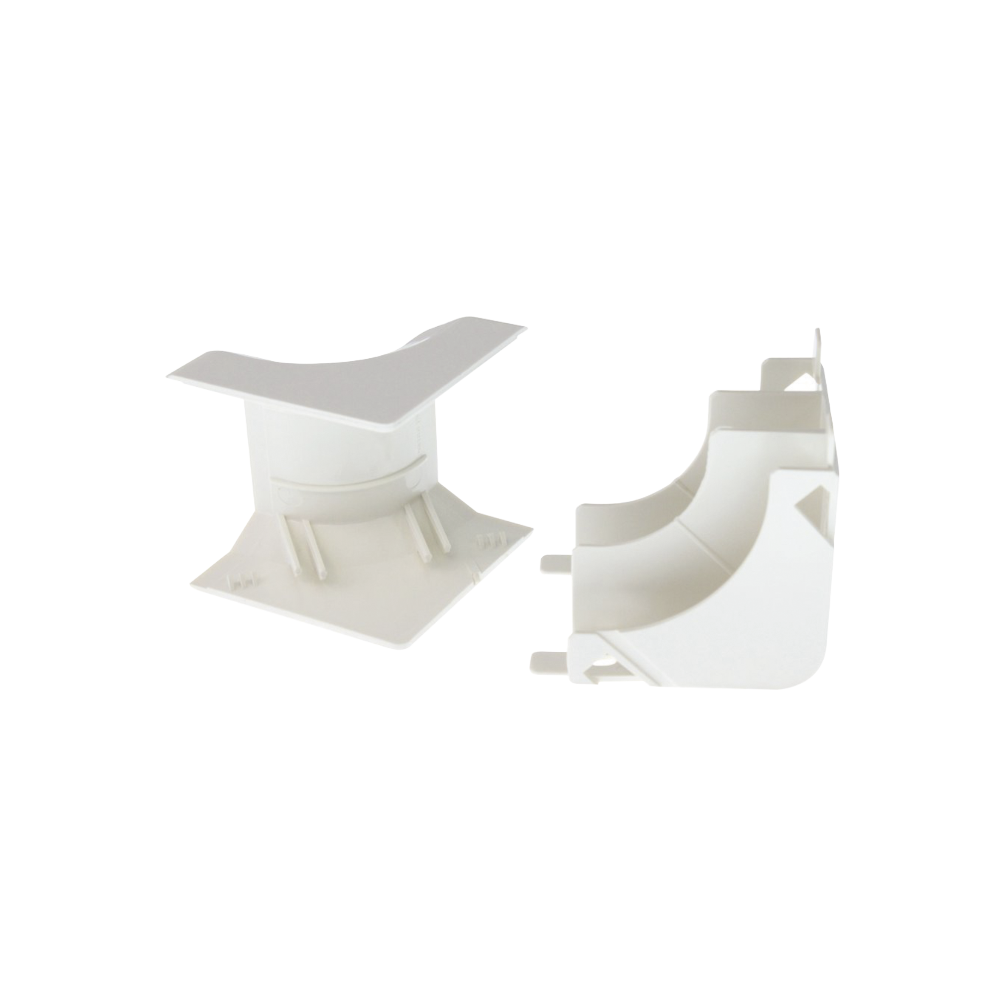 Esquinero interior, para uso con canaleta T45, Material PVC Rígido, Color Blanco Mate