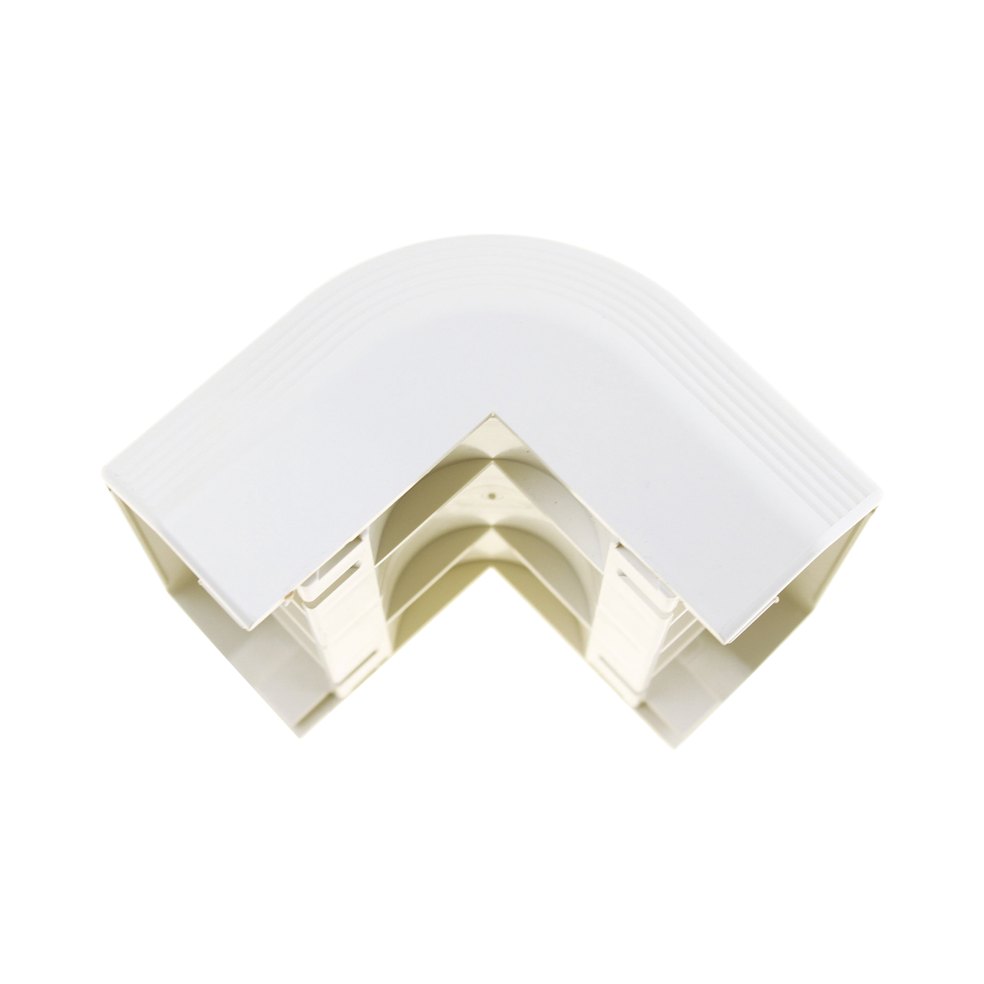 Esquinero exterior, para uso con canaleta T70, Material PVC Rígido, Color Blanco Mate