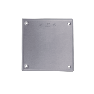 Tapa cuadrada ciega de aluminio para caja cuadrada.