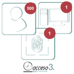 [BAJO PEDIDO] Licencia de 3 años para software Acceso3 TITANIUM / 500 Empleados / 1 reloj / 1 PC / Compatible con SISTEMAS DE NOMINA