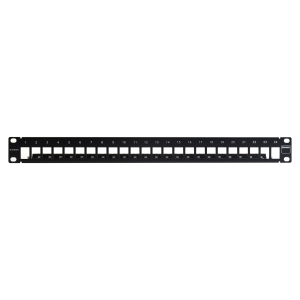 Patch Panel TERA-MAX Blindado de 24 Puertos, Modular (vacío), Plano, Color Negro, 1UR