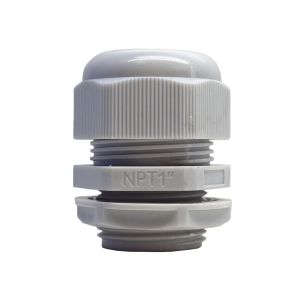 Conector Plástico Blanco Tipo Glándula para Rosca NPT 1"