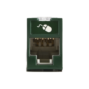 Jack UltraMAX Cat5e, UTP, Montaje híbrido en Placa de Pared (Plano y Angulado), Color Verde, Punch Down