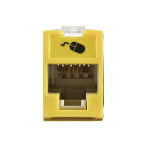 Jack UltraMAX Cat6A, UTP, Montaje híbrido en Placa de Pared (Plano y Angulado), Color Amarillo, Punch Down